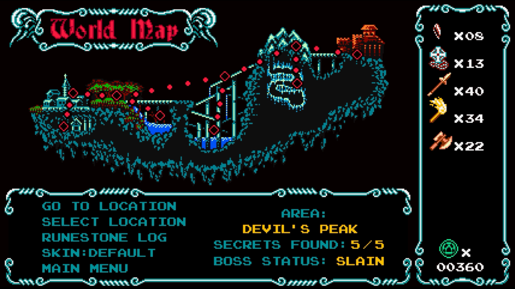 Selecting the next level from Odallus' world map.